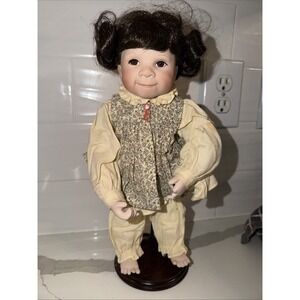 Ashton-Drake Galleries Patchwork of Love Hard Work Pays Off Doll Porcelain Stand